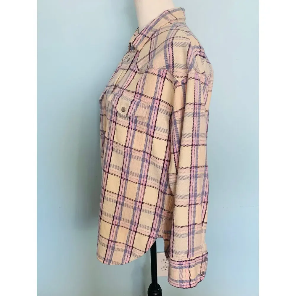 J. Crew Relaxed-Fit Flannel Shirt in Lavender Plaid Size 4